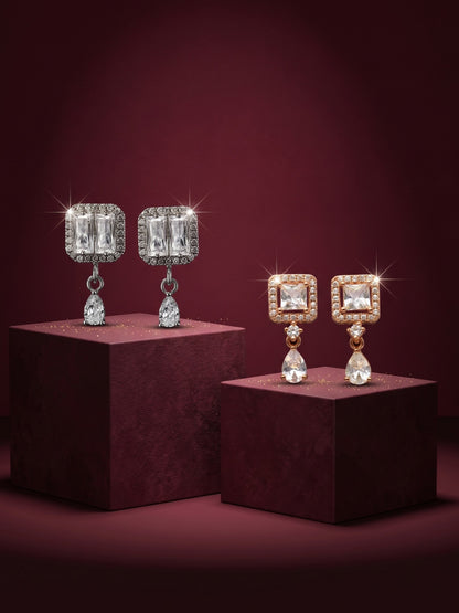 Elegant Sparkling Stone Stud Earrings Combo for Women and Girls