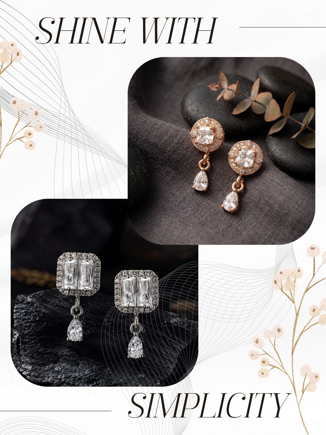 Elegant Sparkling Stone Stud Earrings Combo for Women and Girls