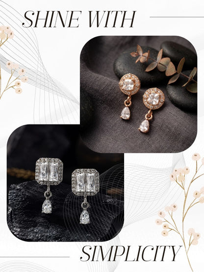 Elegant Sparkling Stone Stud Earrings Combo for Women and Girls