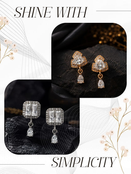 Elegant Sparkling Stone Stud Earrings Combo for Women and Girls