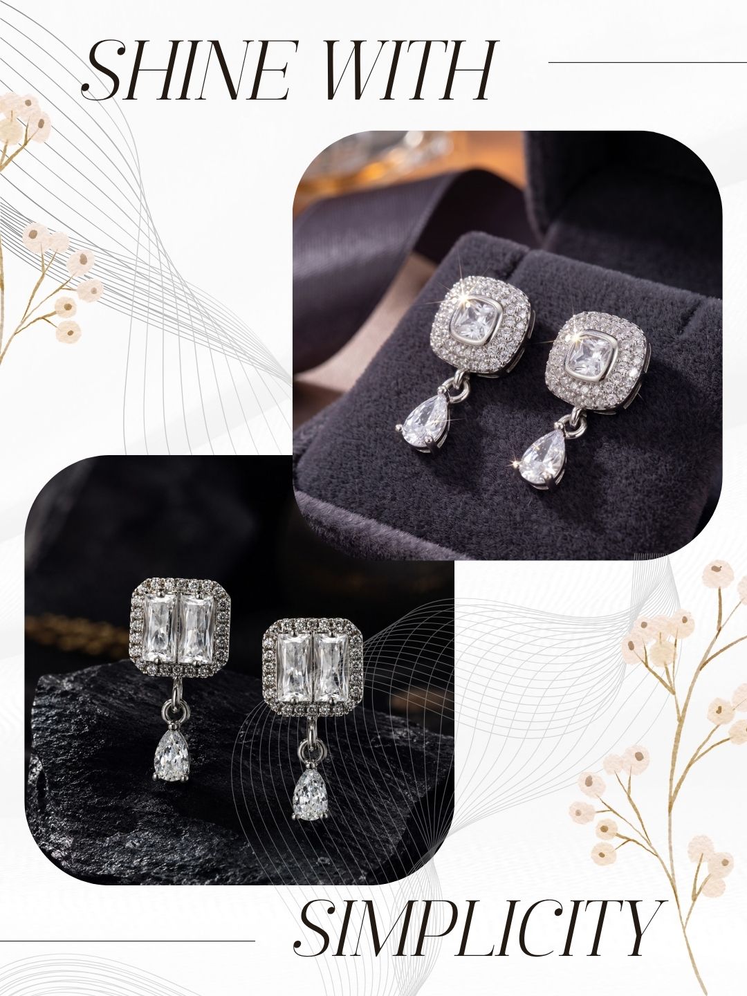 Elegant Sparkling Stone Stud Earrings Combo for Women and Girls