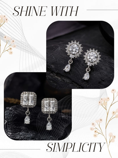 Elegant Sparkling Stone Stud Earrings Combo for Women and Girls