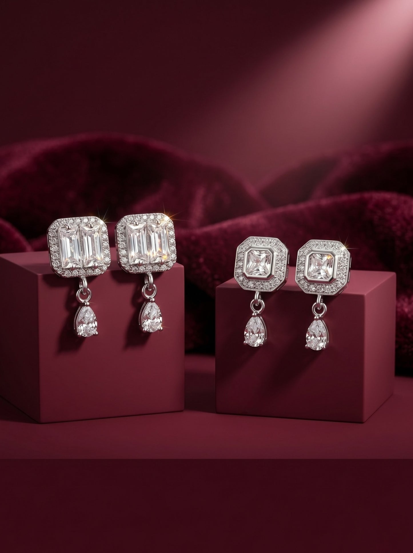 Elegant Sparkling Stone Stud Earrings Combo for Women and Girls