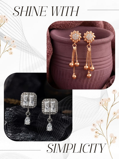 Elegant Sparkling Stone Stud Earrings Combo for Women and Girls
