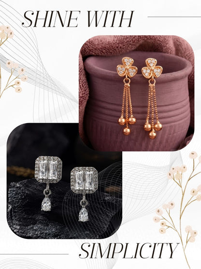Elegant Sparkling Stone Stud Earrings Combo for Women and Girls