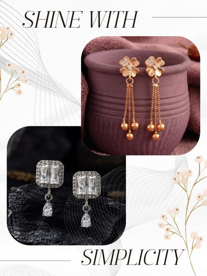 Elegant Sparkling Stone Stud Earrings Combo for Women and Girls