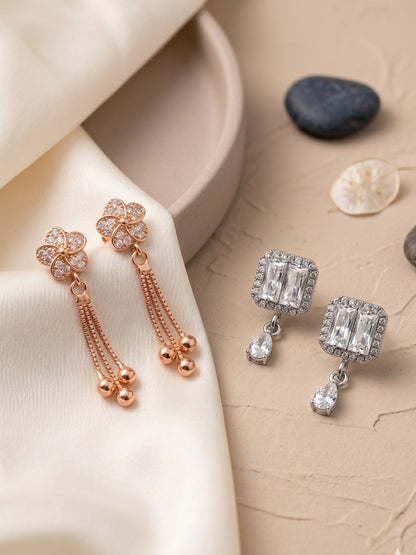 Elegant Sparkling Stone Stud Earrings Combo for Women and Girls