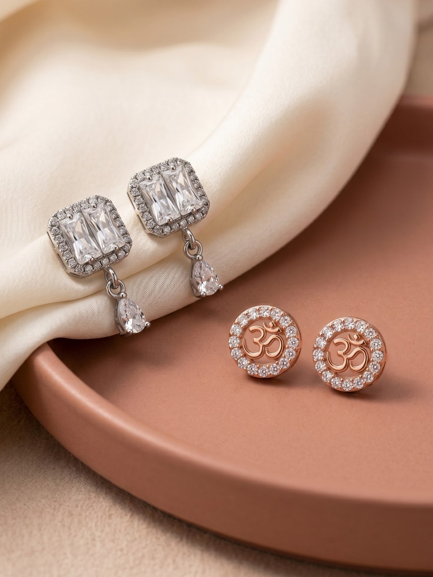 Elegant Sparkling Stone Stud Earrings Combo for Women and Girls