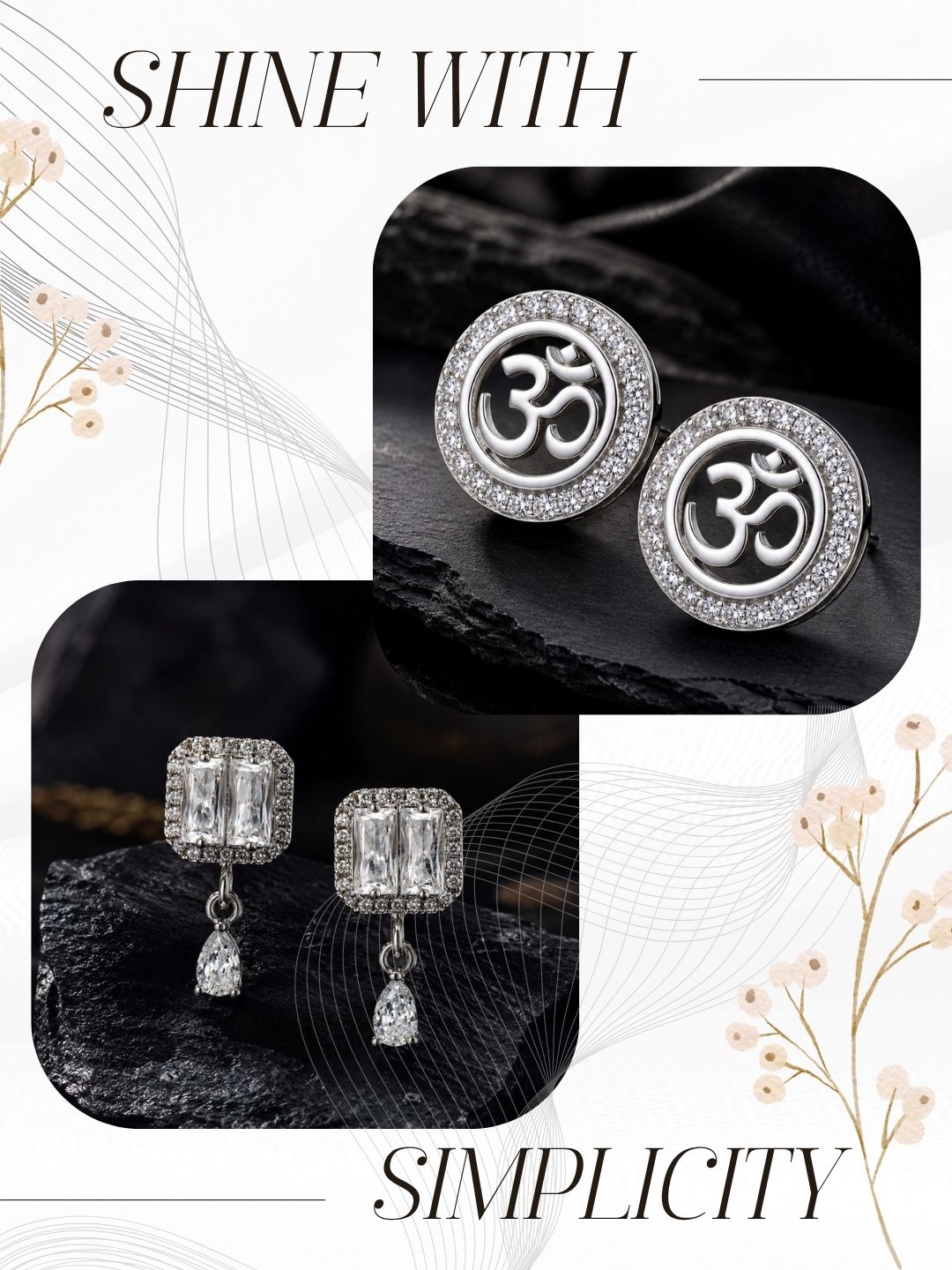Elegant Sparkling Stone Stud Earrings Combo for Women and Girls