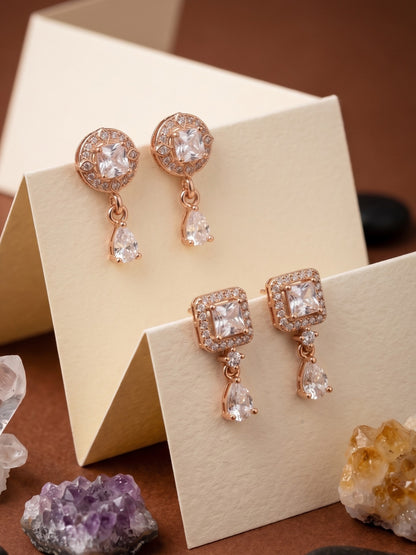 Elegant Sparkling Stone Stud Earrings Combo for Women and Girls