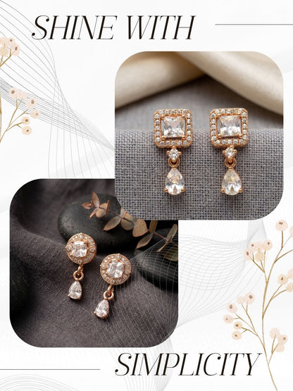 Elegant Sparkling Stone Stud Earrings Combo for Women and Girls