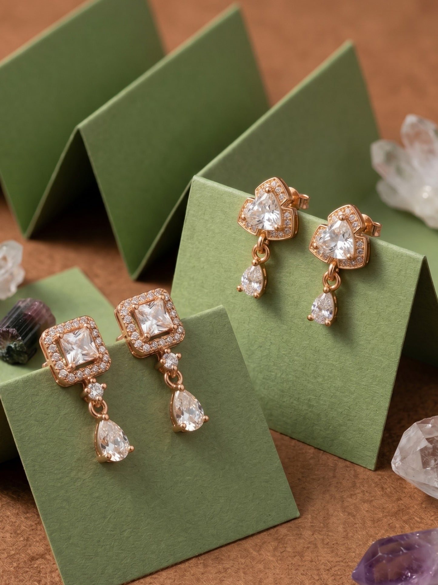 Elegant Sparkling Stone Stud Earrings Combo for Women and Girls