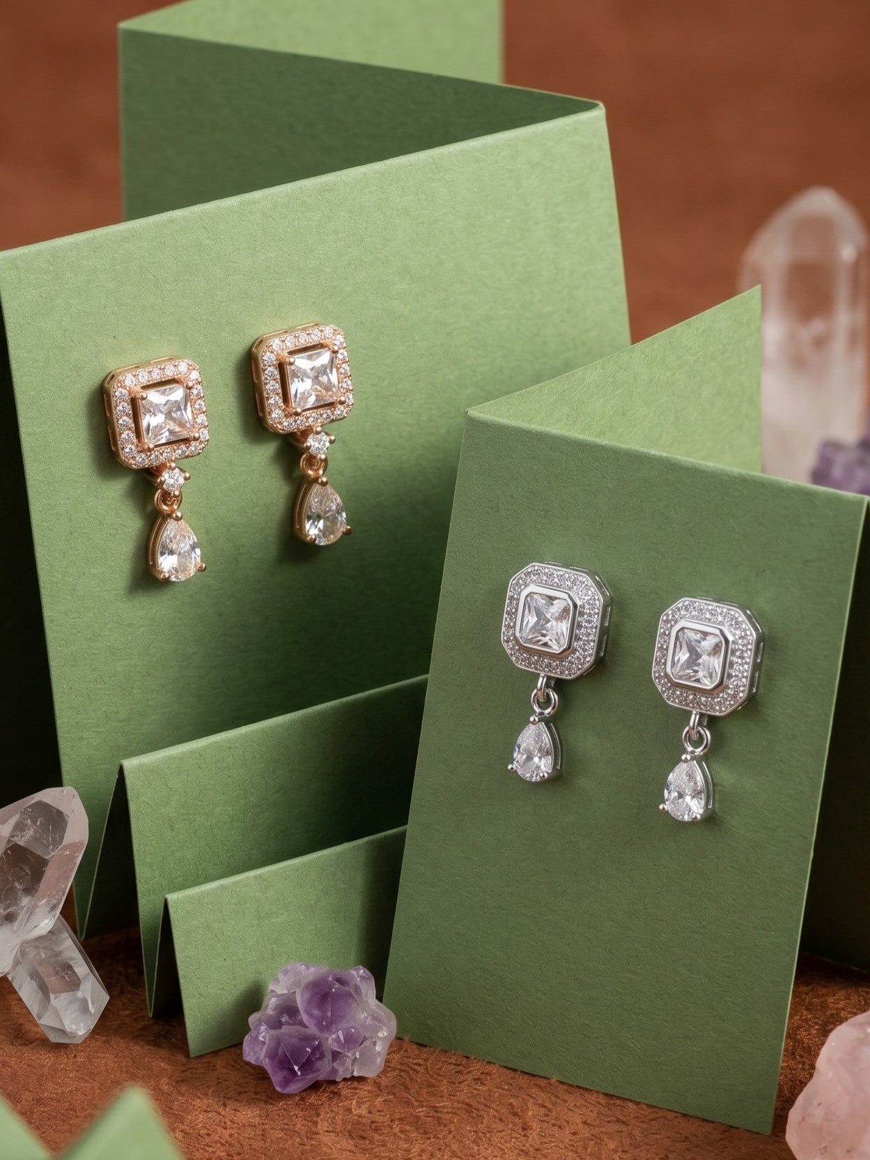 Elegant Sparkling Stone Stud Earrings Combo for Women and Girls