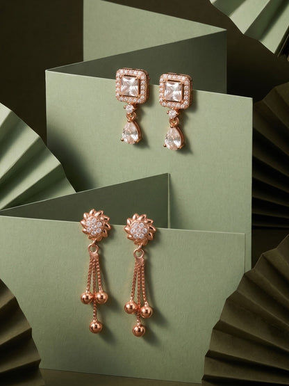 Elegant Sparkling Stone Stud Earrings Combo for Women and Girls