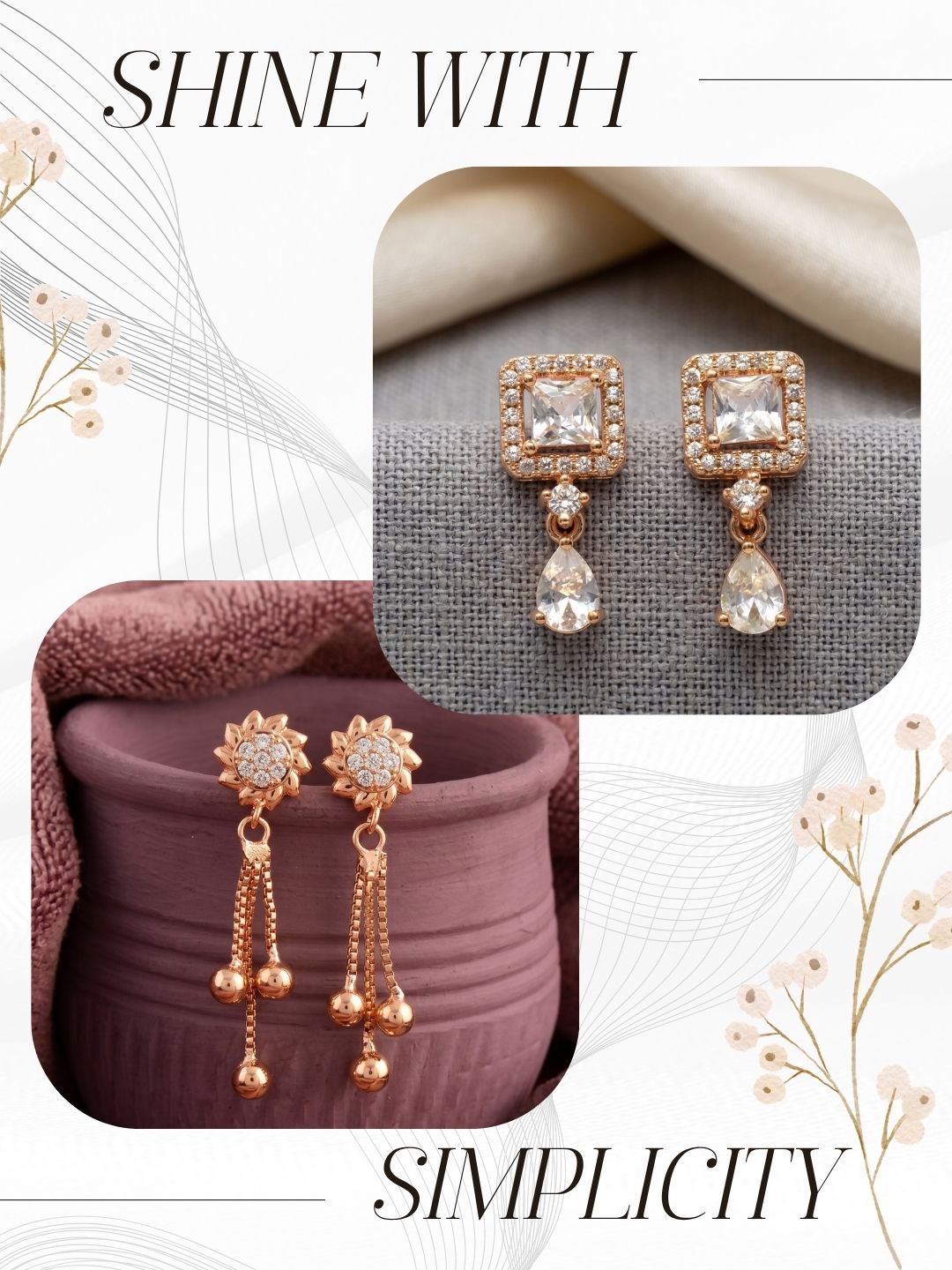 Elegant Sparkling Stone Stud Earrings Combo for Women and Girls