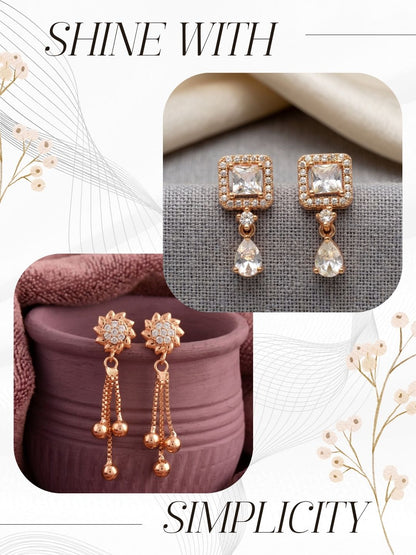 Elegant Sparkling Stone Stud Earrings Combo for Women and Girls