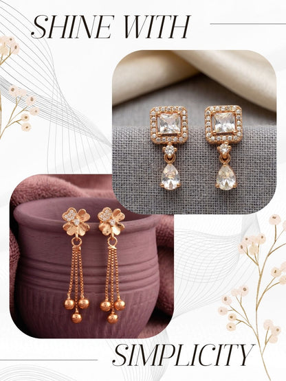 Elegant Sparkling Stone Stud Earrings Combo for Women and Girls