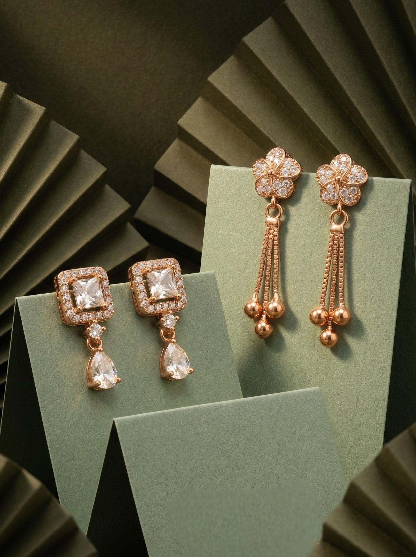 Elegant Sparkling Stone Stud Earrings Combo for Women and Girls