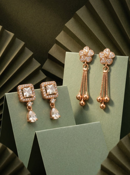 Elegant Sparkling Stone Stud Earrings Combo for Women and Girls