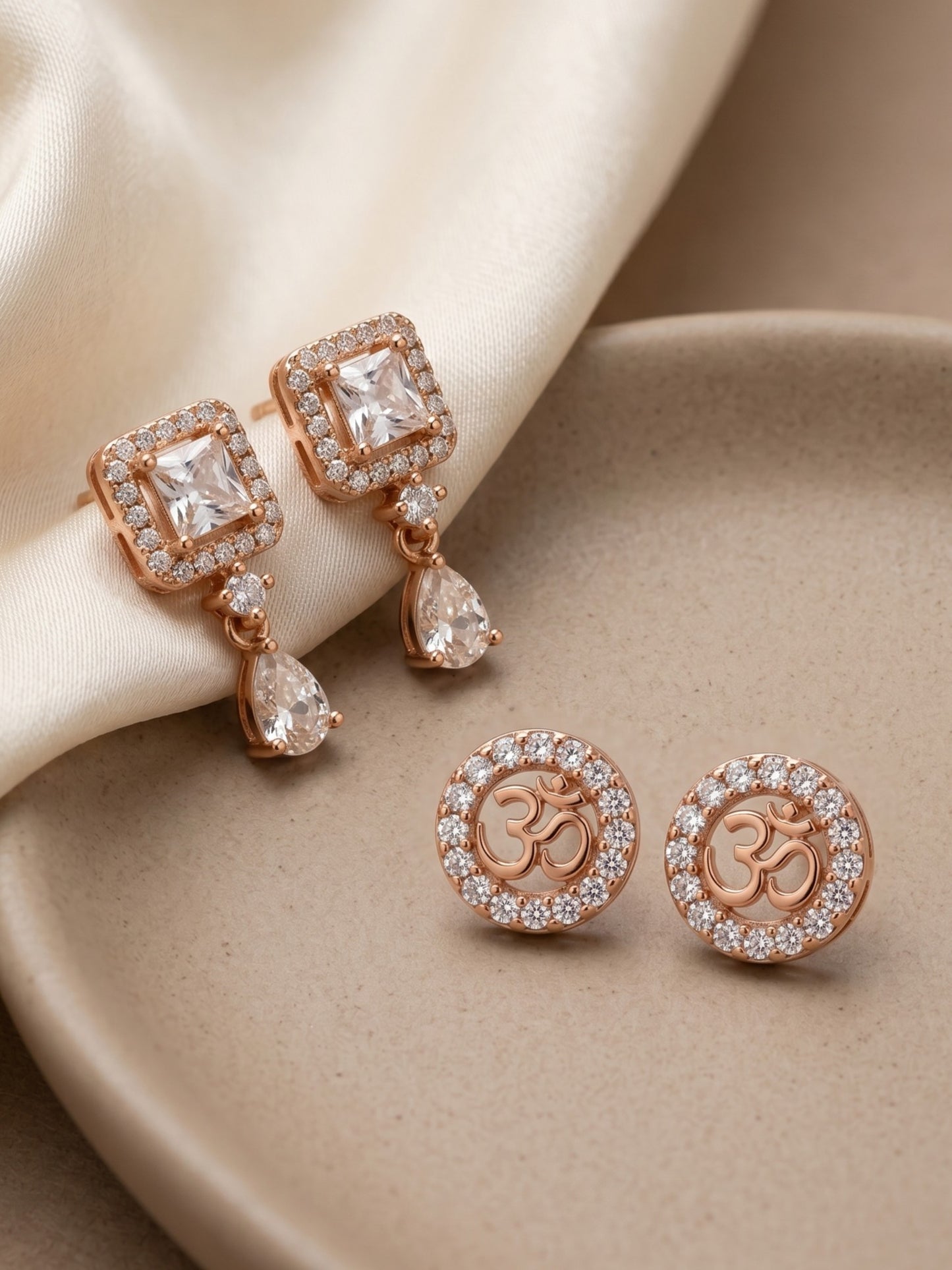 Elegant Sparkling Stone Stud Earrings Combo for Women and Girls