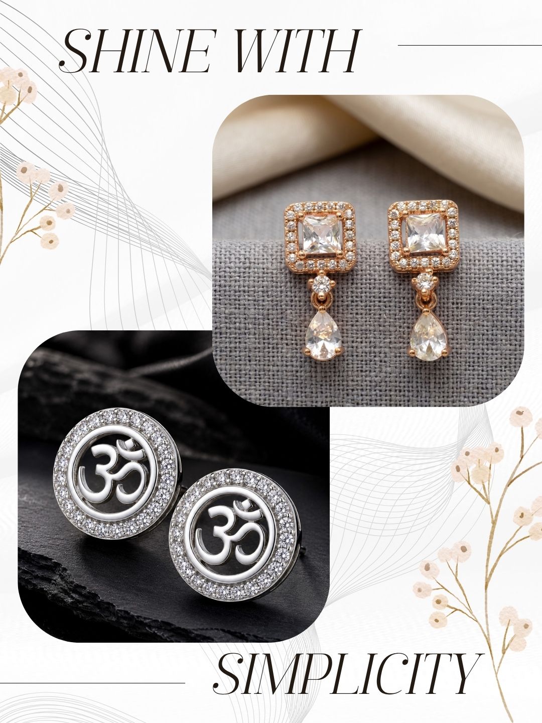 Elegant Sparkling Stone Stud Earrings Combo for Women and Girls
