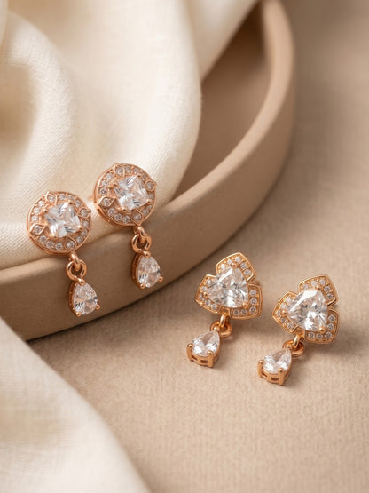 Elegant Sparkling Stone Stud Earrings Combo for Women and Girls