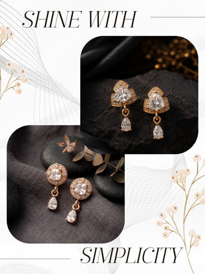 Elegant Sparkling Stone Stud Earrings Combo for Women and Girls