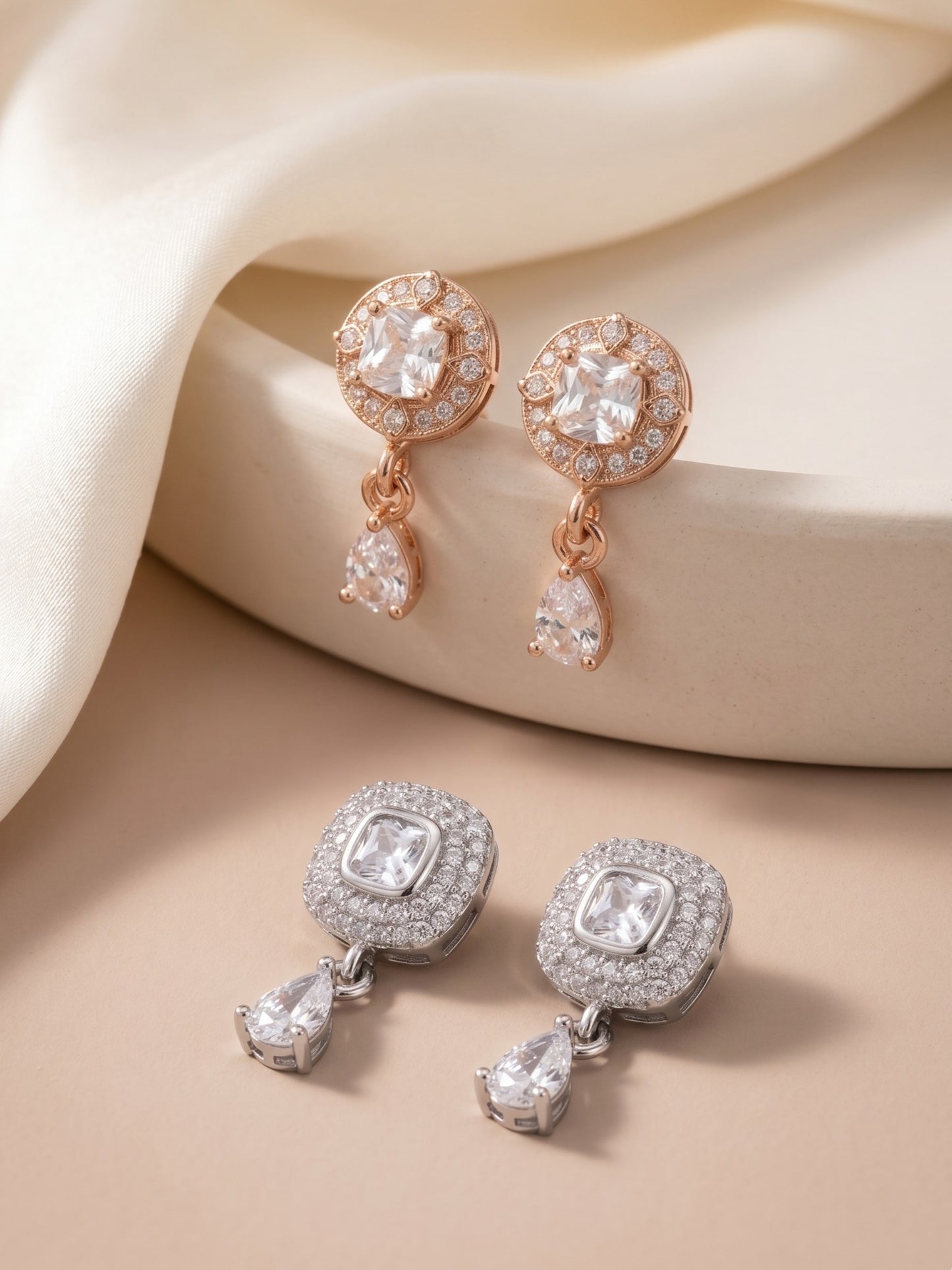 Elegant Sparkling Stone Stud Earrings Combo for Women and Girls