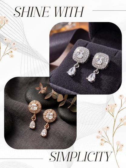 Elegant Sparkling Stone Stud Earrings Combo for Women and Girls