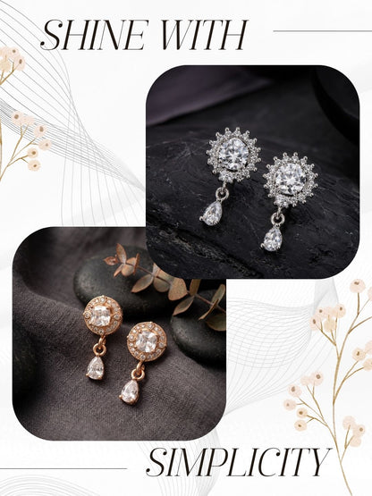 Elegant Sparkling Stone Stud Earrings Combo for Women and Girls
