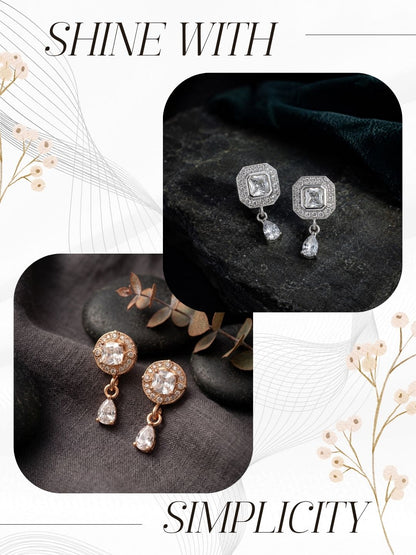Elegant Sparkling Stone Stud Earrings Combo for Women and Girls
