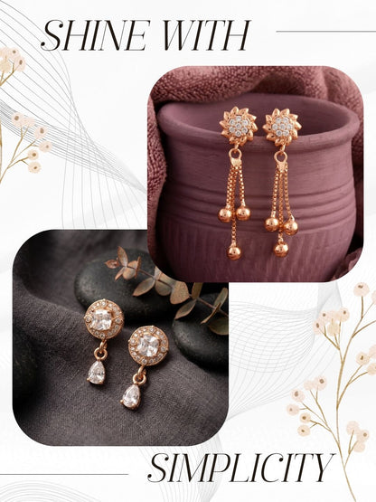 Elegant Sparkling Stone Stud Earrings Combo for Women and Girls