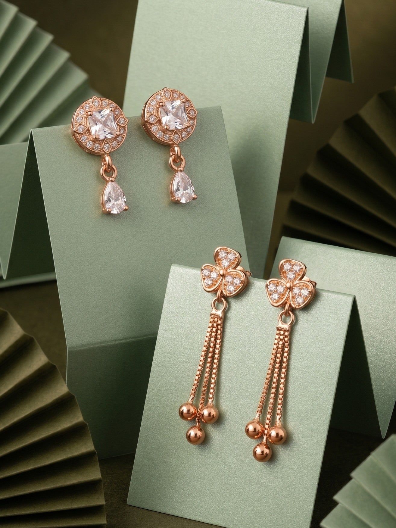 Elegant Sparkling Stone Stud Earrings Combo for Women and Girls