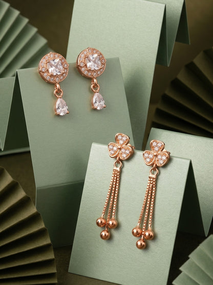 Elegant Sparkling Stone Stud Earrings Combo for Women and Girls