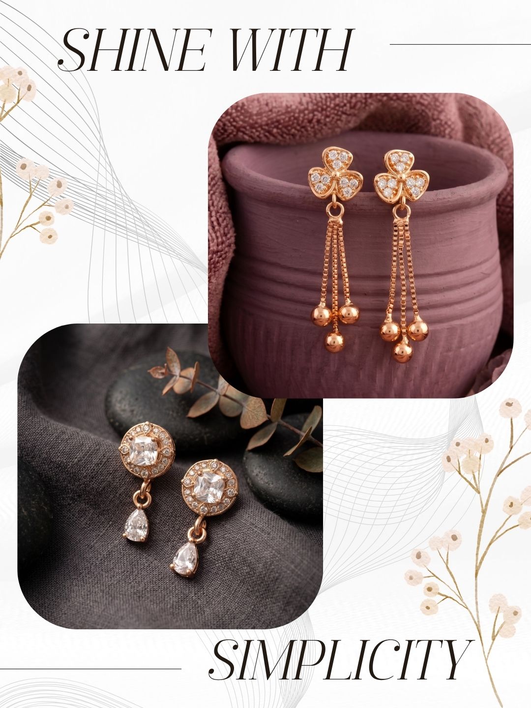 Elegant Sparkling Stone Stud Earrings Combo for Women and Girls