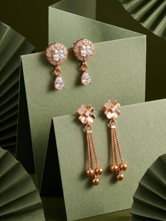 Elegant Sparkling Stone Stud Earrings Combo for Women and Girls