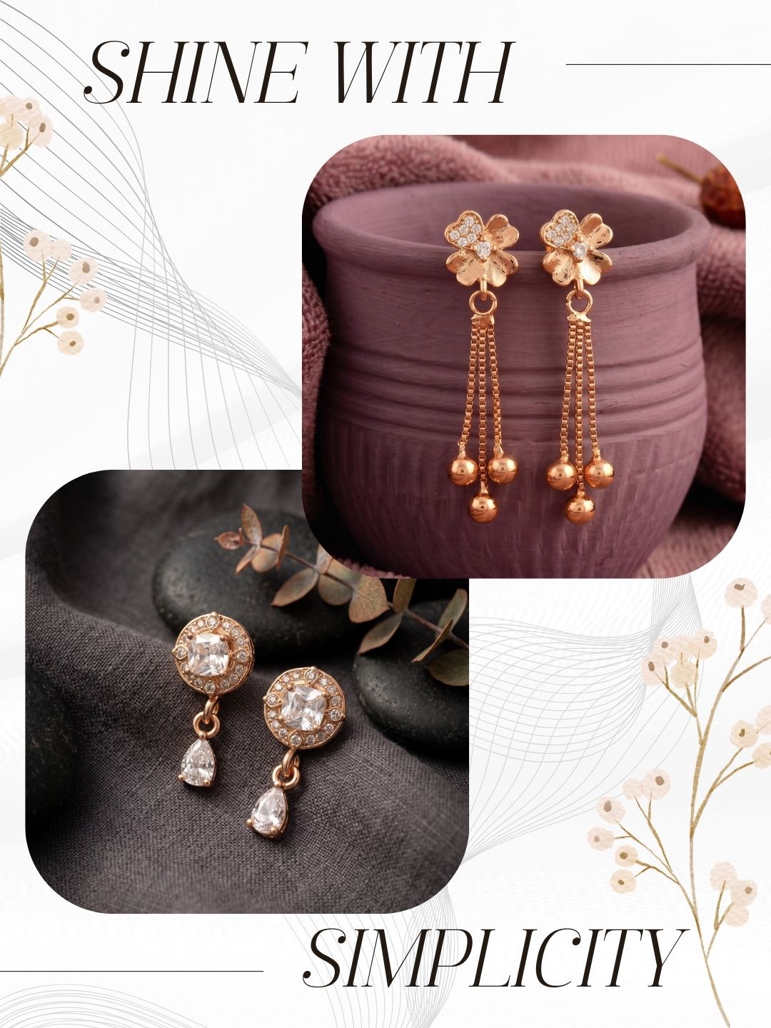 Elegant Sparkling Stone Stud Earrings Combo for Women and Girls