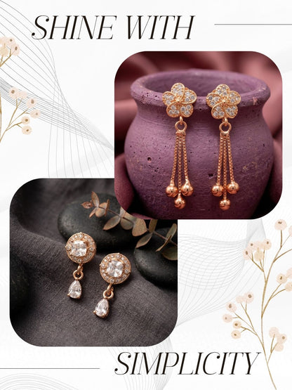 Elegant Sparkling Stone Stud Earrings Combo for Women and Girls