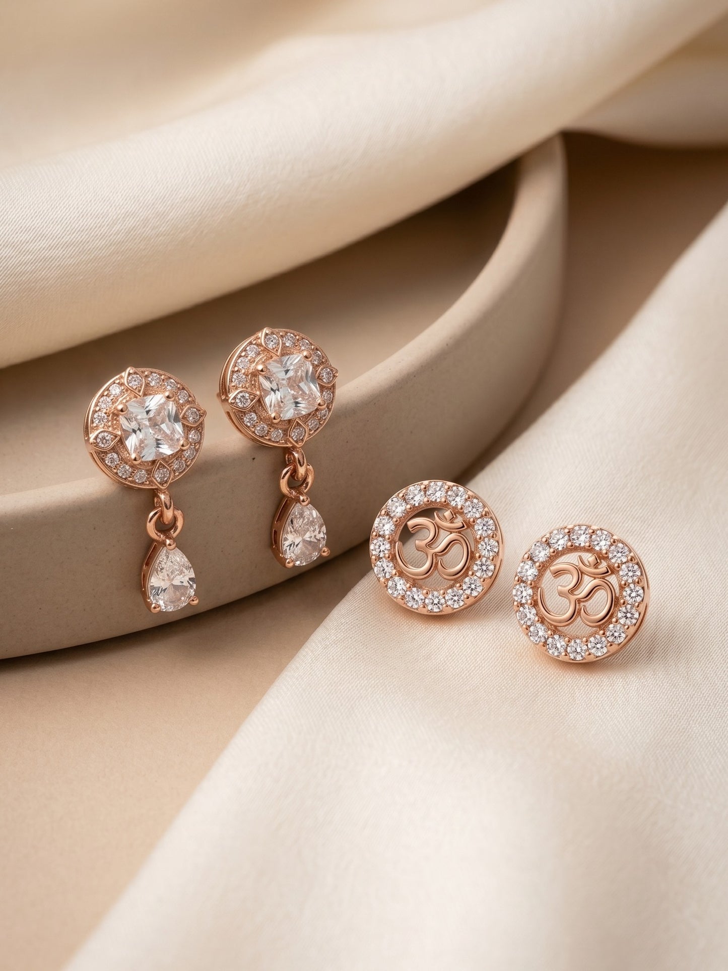 Elegant Sparkling Stone Stud Earrings Combo for Women and Girls