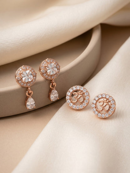 Elegant Sparkling Stone Stud Earrings Combo for Women and Girls
