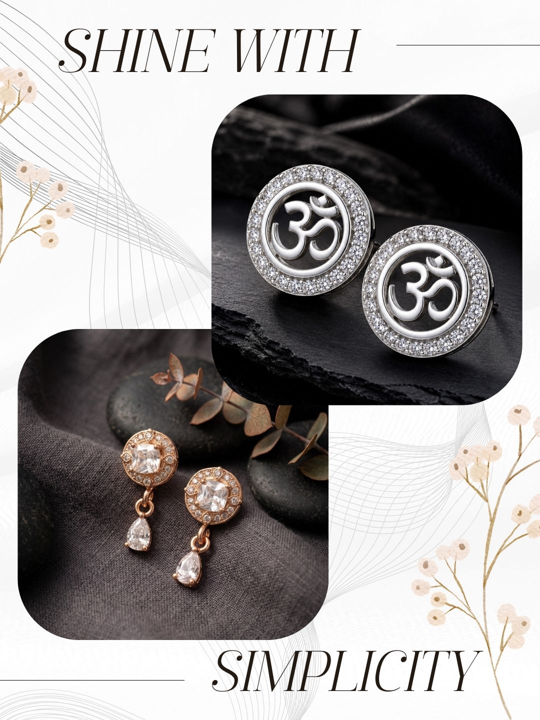 Elegant Sparkling Stone Stud Earrings Combo for Women and Girls