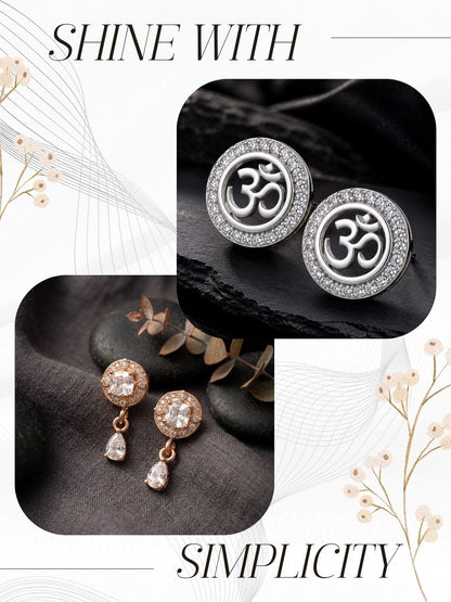 Elegant Sparkling Stone Stud Earrings Combo for Women and Girls