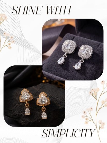 Elegant Sparkling Stone Stud Earrings Combo for Women and Girls