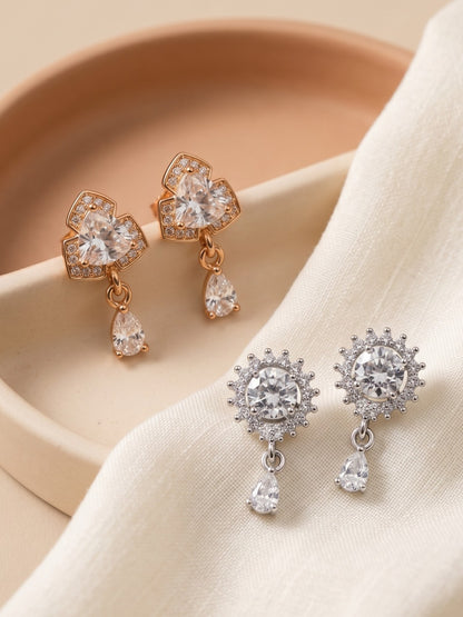 Elegant Sparkling Stone Stud Earrings Combo for Women and Girls