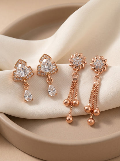 Elegant Sparkling Stone Stud Earrings Combo for Women and Girls