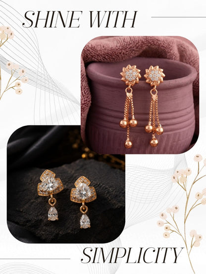 Elegant Sparkling Stone Stud Earrings Combo for Women and Girls