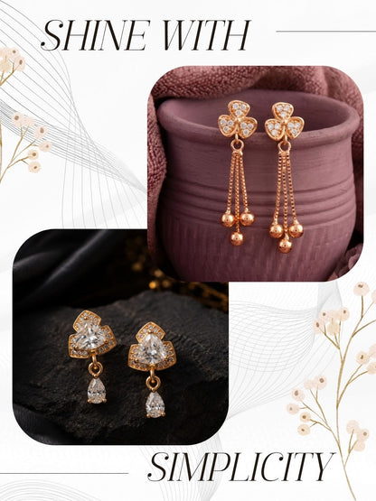 Elegant Sparkling Stone Stud Earrings Combo for Women and Girls