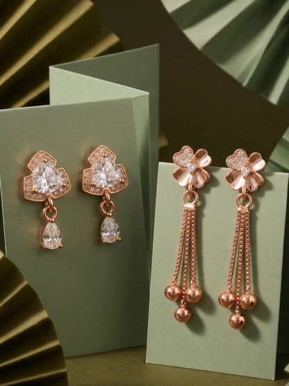 Elegant Sparkling Stone Stud Earrings Combo for Women and Girls