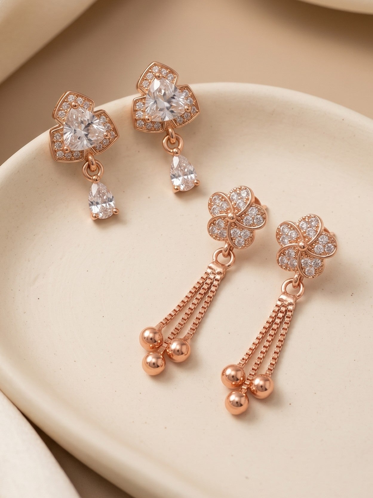 Elegant Sparkling Stone Stud Earrings Combo for Women and Girls