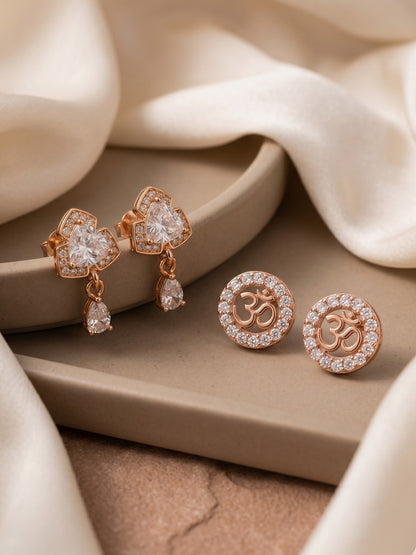 Elegant Sparkling Stone Stud Earrings Combo for Women and Girls